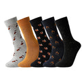 5 Pairs Men's Socks Cotton Business New Fashion Funny Sock With Print Animals Cartoon Middle Sock Male Casual Dresses Clothing