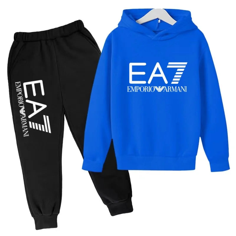 Kids Autumn Winter Hoodie Boy Girl 3-12Yrs Letter Print Clothing Casual Top+Trousers 2P Child Gift Brand Sports Coat Jogging Set