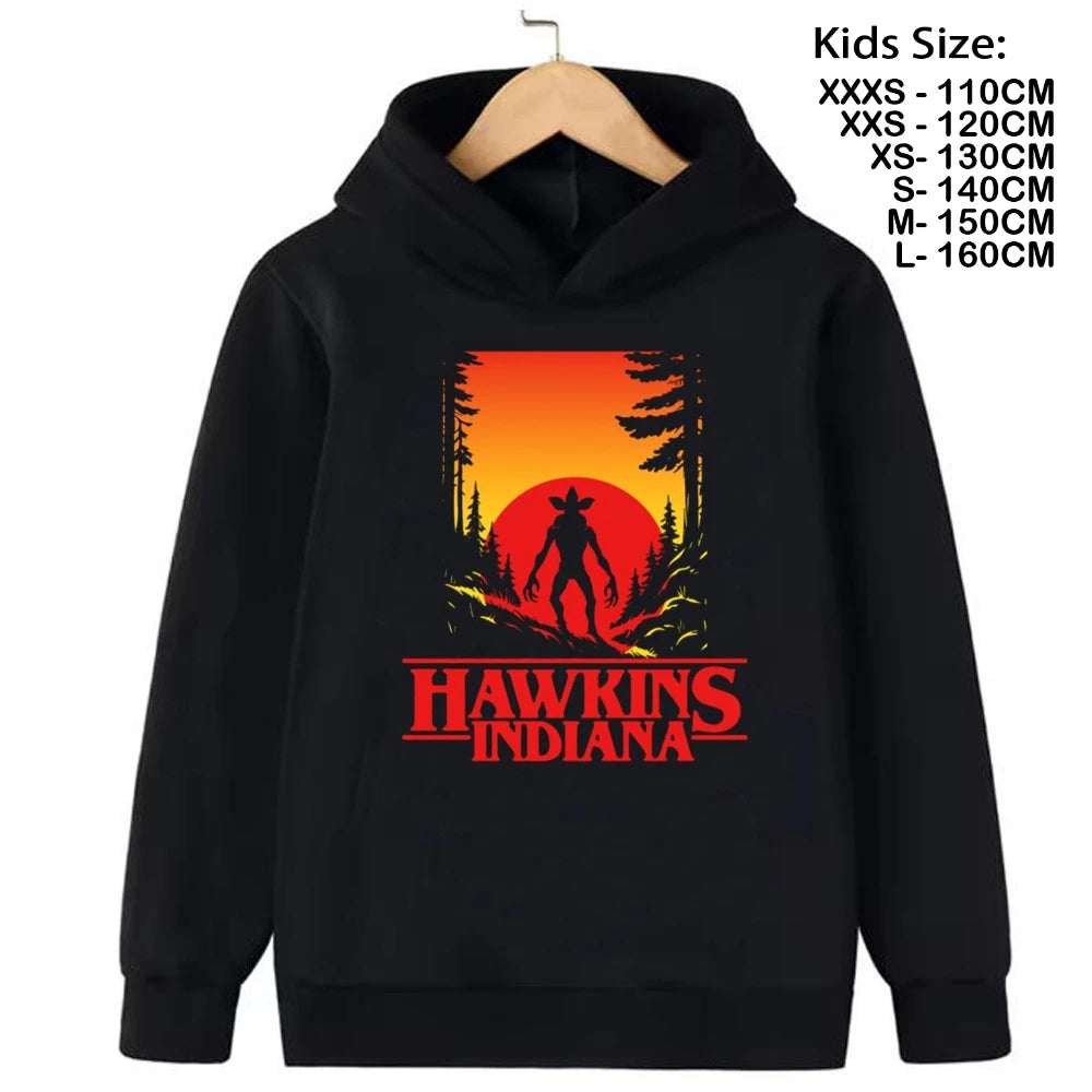 Cartoon Girls Boy Hawkins Demogorgon Hooded Sweatshirt  Children's Fashion Casual Tops WILL Girls Clothing Hoodies