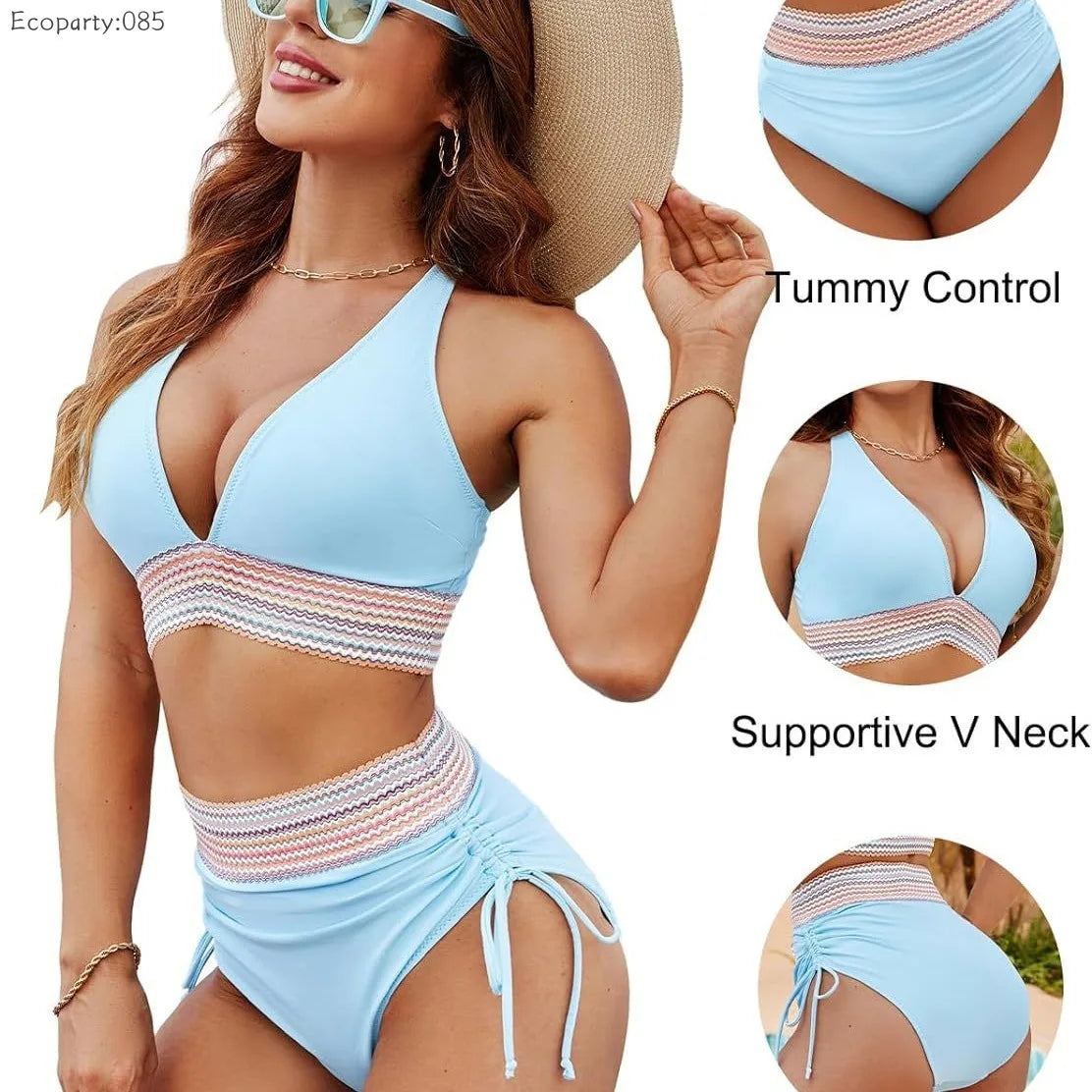 Summer Women Swimsuit Sexy Push Up Padded Bikini Set High Waist Split Bikini Swimsuit Beach Swimwear Bathing Suit 2025 New