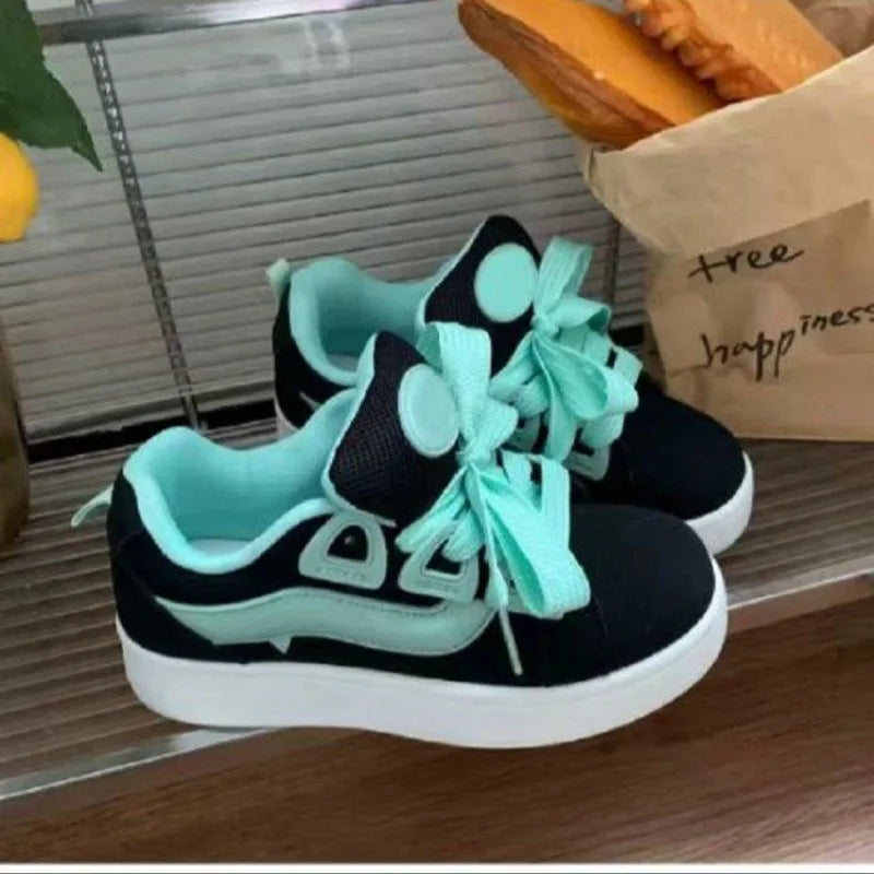2025 New Black Women Vulcanize Shoes Casual Platform Sneakers Vintage Sports Female Korean Designer Flats Harajuku School Tennis