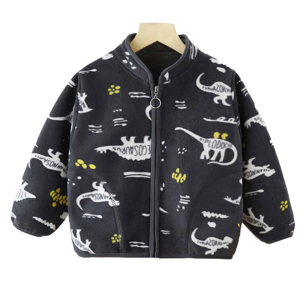 Kids Jackets Boys Winter Coat Animal Cartoon Print Fleece Warm Outwear Kids Coats Children's Jackets Zipper Kids Winter Clothes