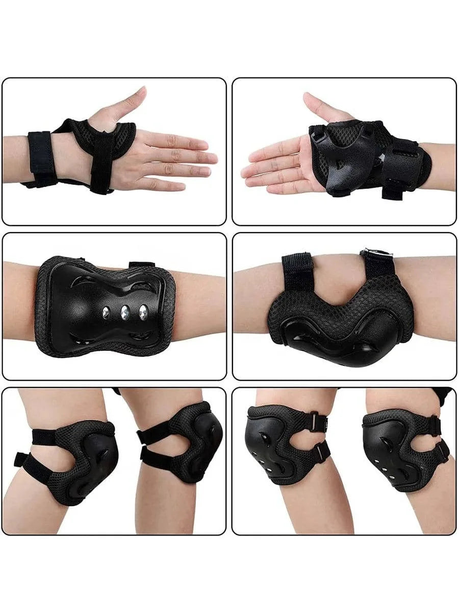 6PCS Kids Protective Gear Set for 3-15 Years, Knee Elbow Pads & Wrist Guards for Skateboard Cycling Skating Scooter