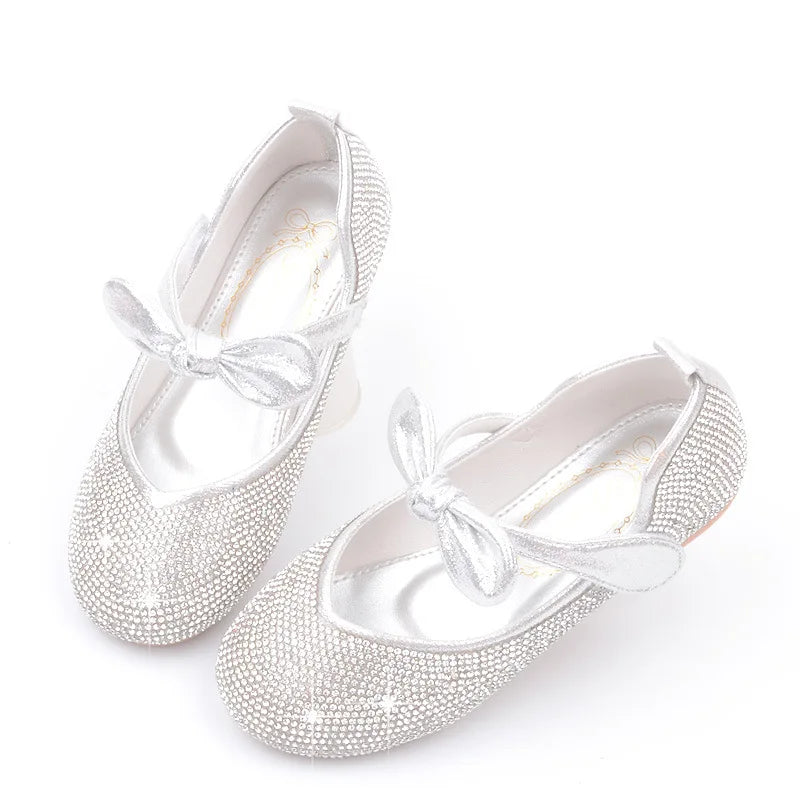 Girls Wedding Shoes Glitter New Brand Flat Heels Children Princess Sandals Dance Kids Fashion Party Shoes with Pearl