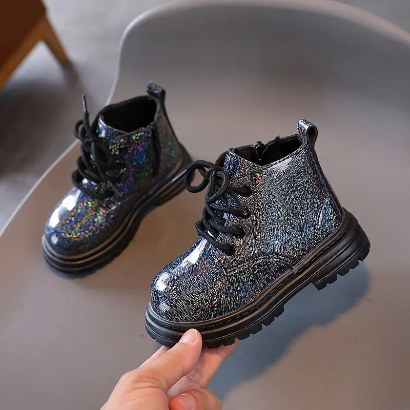 Kids Boots for Girl Solid Color Toddlers Causal Spring Autumn Leather Boots Fashion Children's Versatile Platform Ankle Boots