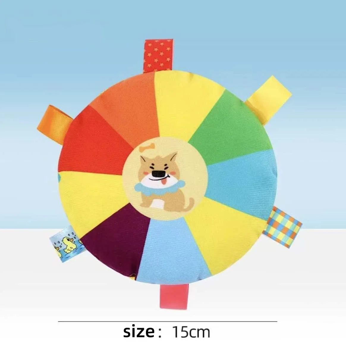 Pet Dog Toys Colorful Round Plush Frisbee Squeaky Interactive Tug Chew Toy Bite Resistant Anxiety Relief Training Pet Play Toy