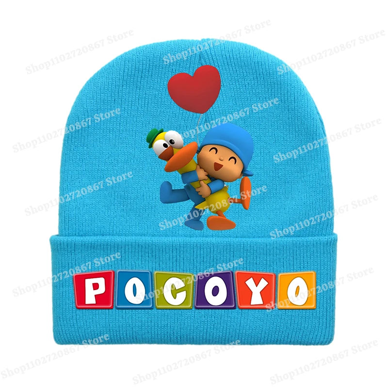 POCOYOS Children Knitted Hats Anime Character Print Knit Beanie Boys Girls Cartoon Winter Warm Caps Cute Thermal Hat Kids Gifts