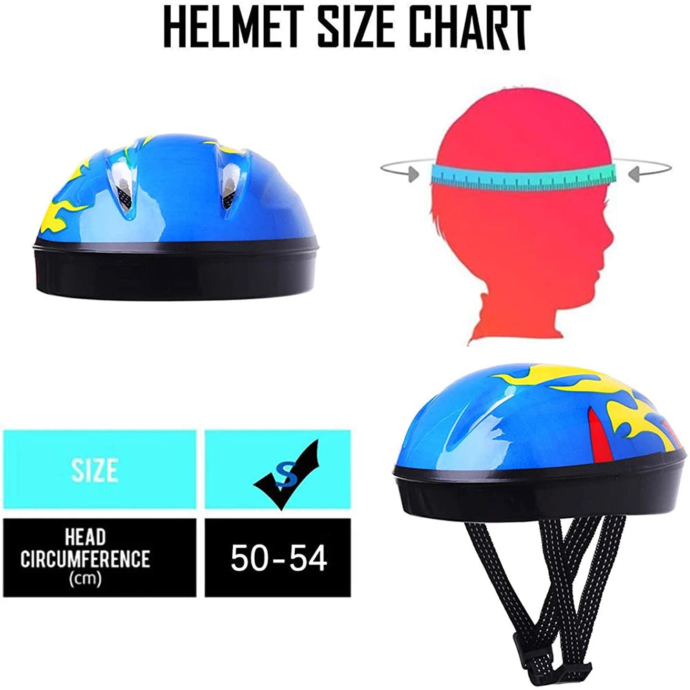 Children's Cycling Helmet and Protective Gear Set Helmet, Knee Pads, and Protective Equipment Side-Buckle Soft Foam Padding