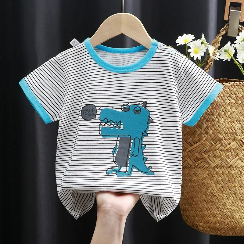 T-shirts Kids Toddler  Children's Clothing Cartoon Print Cotton Tee Tops Boys and Girls Clothes Baby Summer