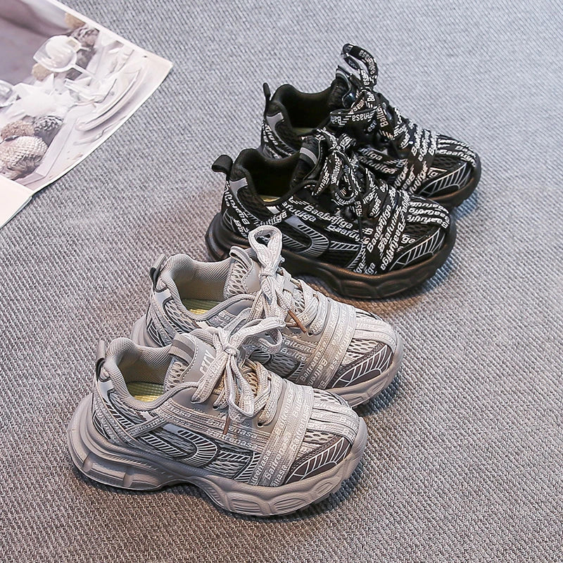 Children Running Shoes Thick Soft Sole Kids Sneakers Breathable 2025 Autumn New Boys Girls Basketball Shoes Toes Capped Non-slip
