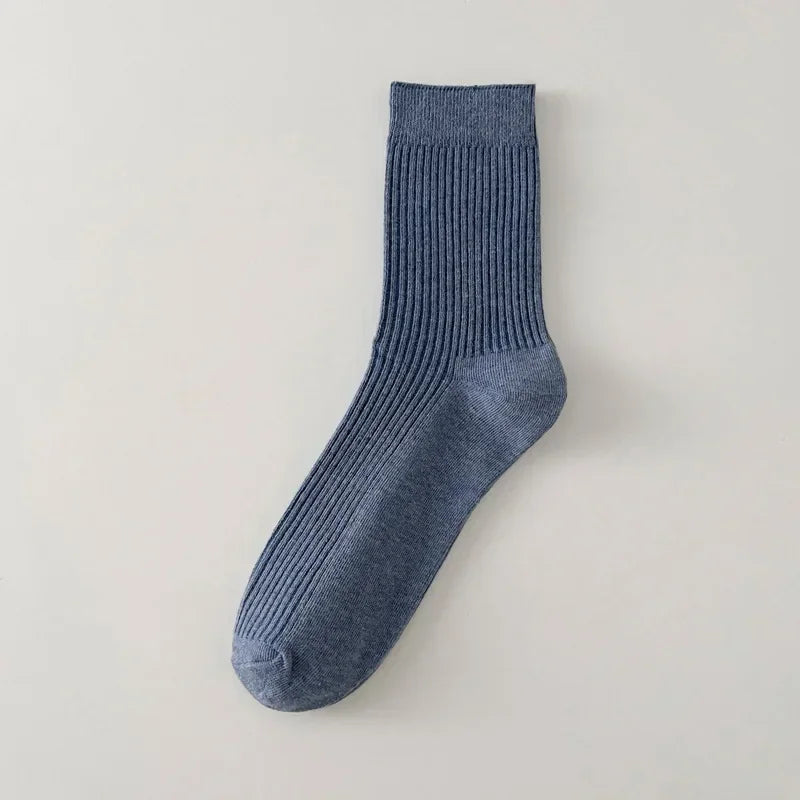 Mens Socks Casual Fashion  Men Business Male Breathable Elastic Cotton Long Socks Solid Color Black Blue Gray SocksAutumn Winter
