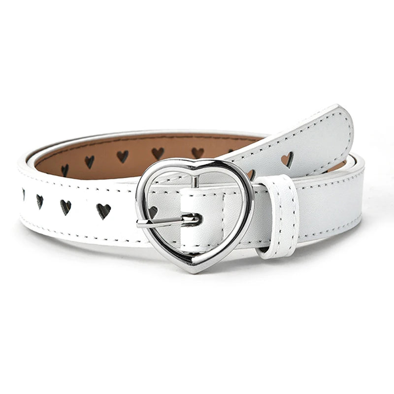Children Faux Leather Belt Kids Cute Peach Heart Buckle Belts Girls Waist Belt