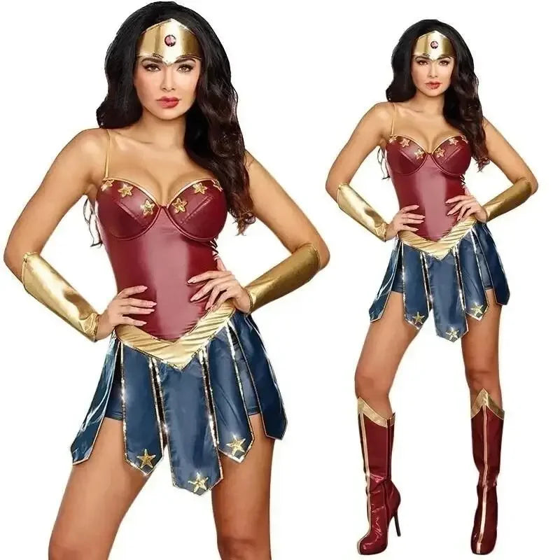 Women Leather Clothes My Hero Academia Costumes Adult COS Wonder Cosplay Halloween Party Justice Wonder Fantasia Fancy Dress