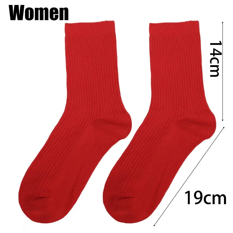 Men Women Red New Year Cotton Socks Breathable Sports Comfortable Festival Zodiac Casual Lucky Red Floor Strip Mid-calf Socks