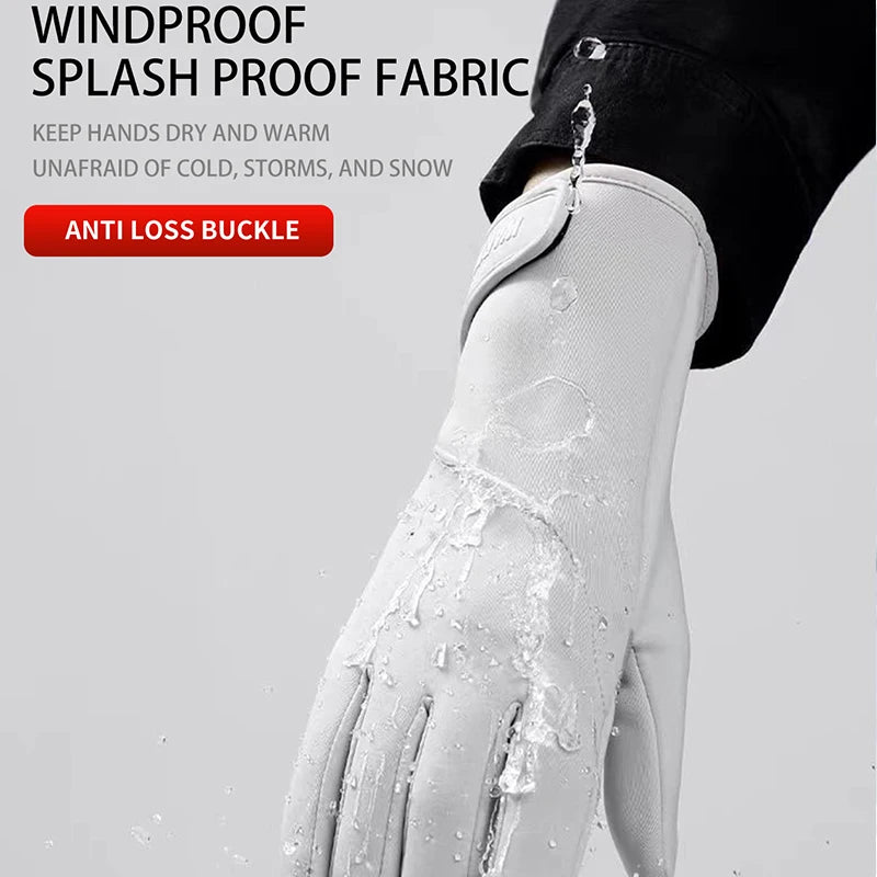 Women Winter Warm Gloves Cold Resistant Flip Touch Screen Windproof Anti‑Slip Adjustable Cuff for Skiing Cycling Outdoor Sports
