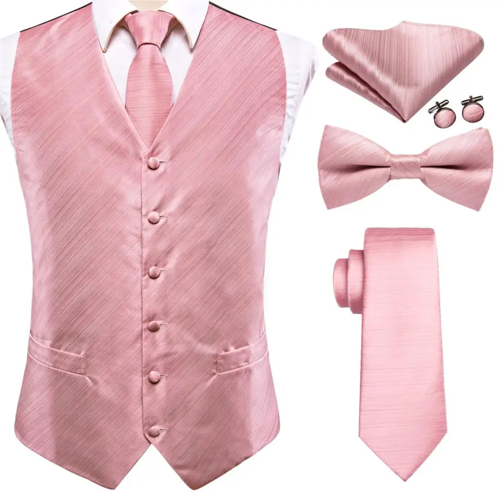 Luxury Gold Mens Suit Vest Red Blue Green Yellow Red Waistcoat Tie Bowtie Hanky Cufflinks Set Male Waist Jacket Wedding Office