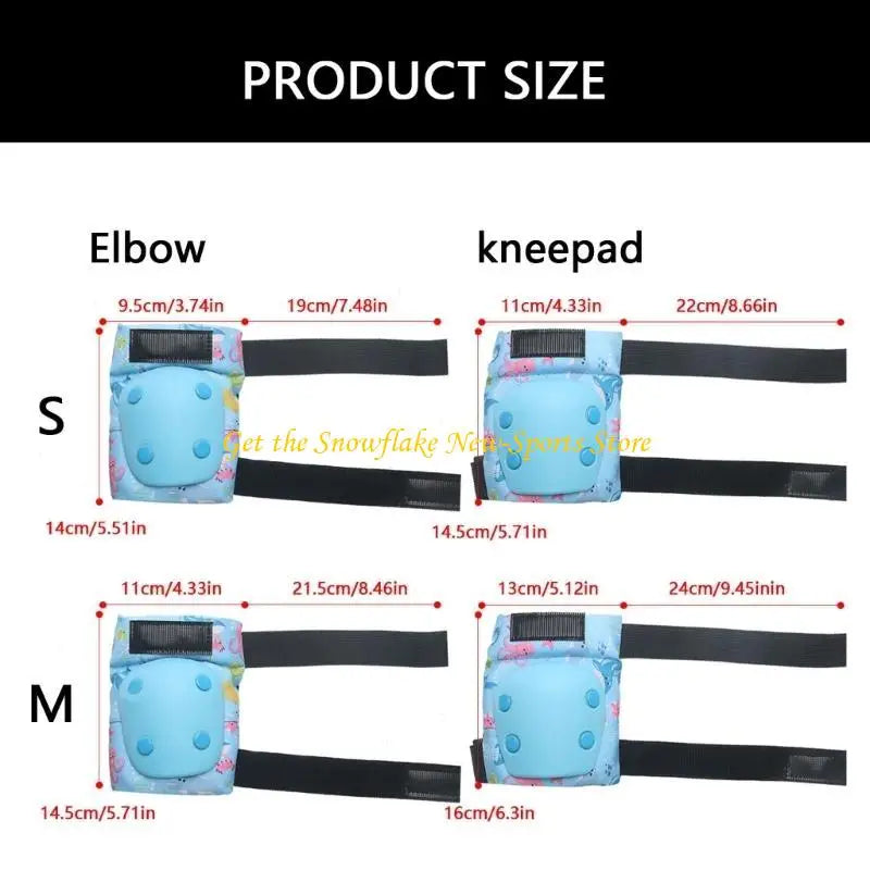E56D 6Pcs Kids Outdoor Skating Gear Set with Skating Knee Guard Elbow Brace Hand Pad