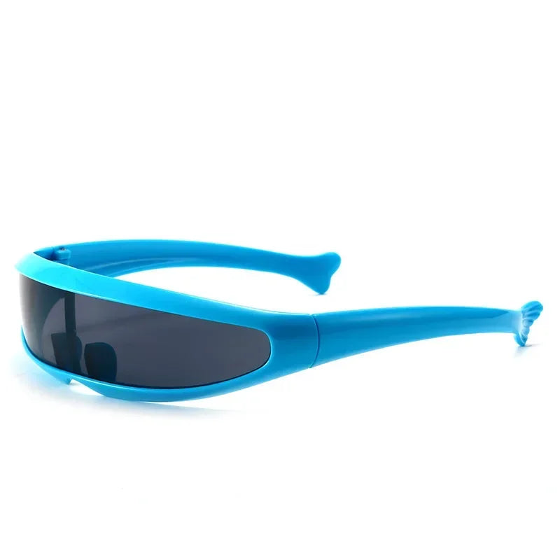 Conjoined Lens Sunglasses Men Women Fishtail Design X Laser Dolphins Mirror Glasses Windproof Goggles Space Robots Eyewear UV400