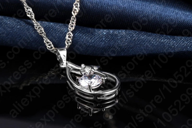 Wedding Bridal Jewelry Sets for Women Neckalce and Earrings 925 Sterling Silver Romantic Style Jewelry for Women As Gift