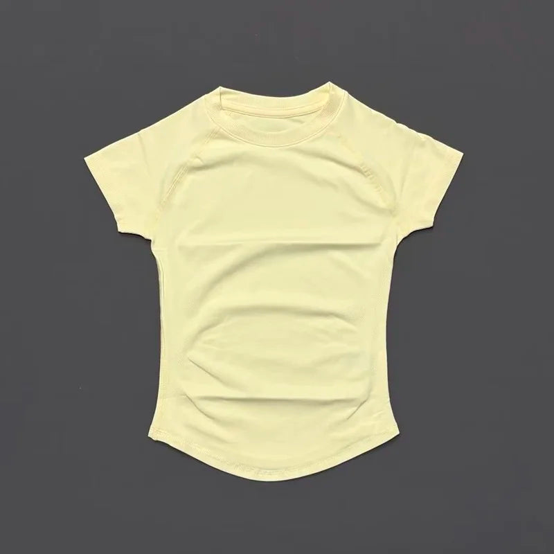 Women Sports T-Shirt Round Neck Short Sleeve Breathable Stretchy Tops Gym Fitness Yoga Running Workout Casual Athletic Shirts