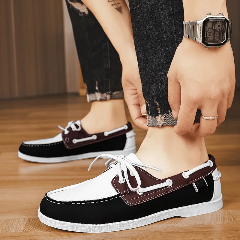 Men Loafers Design Boat Shoes PU Leather High Quality Comfortable Slip-On Soft Flat Versatile Trendy Driving Shoes Moccasins