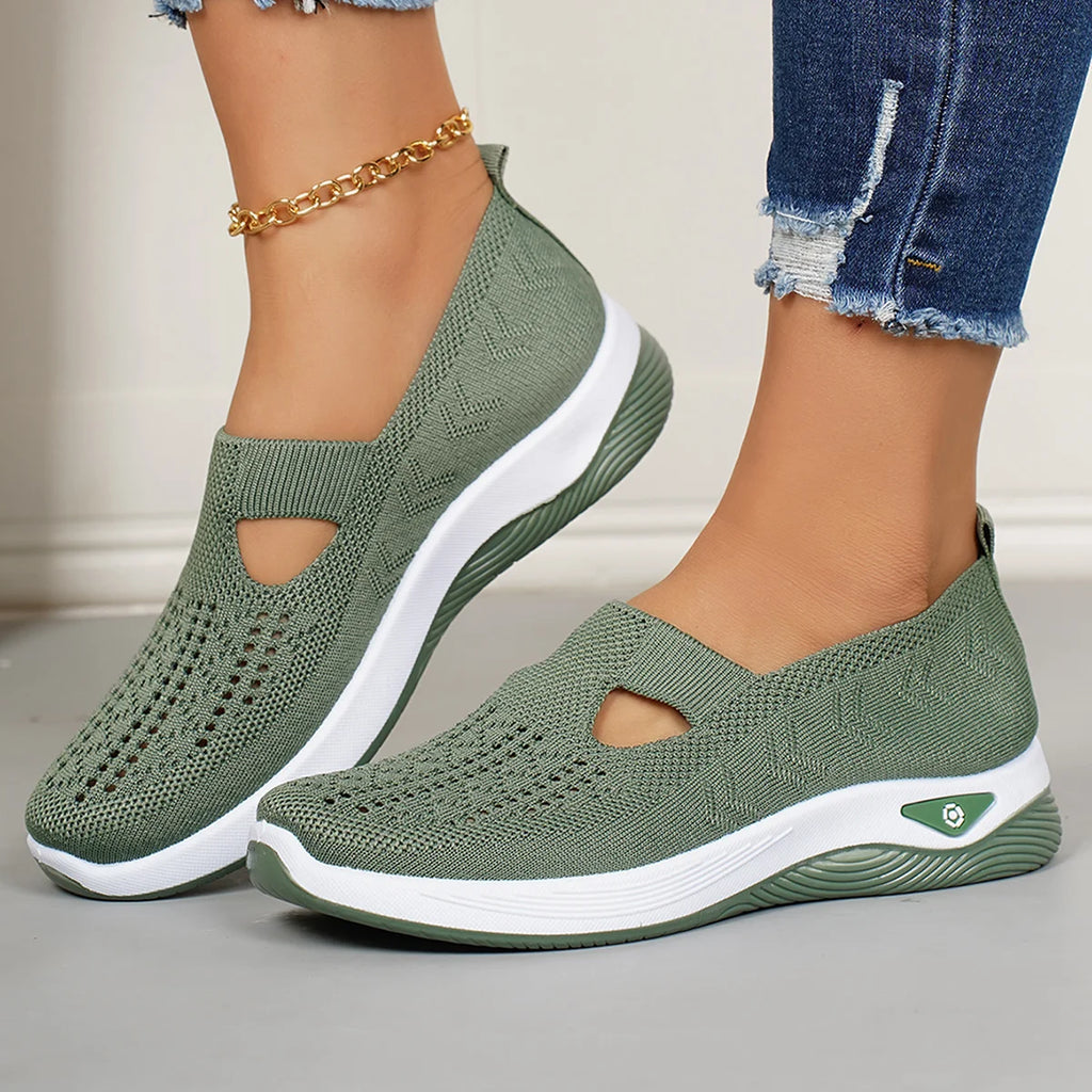 Women's athletic shoes, casual breathable slip-on, lightweight outdoor flat shoes, women's footwear, sneakers