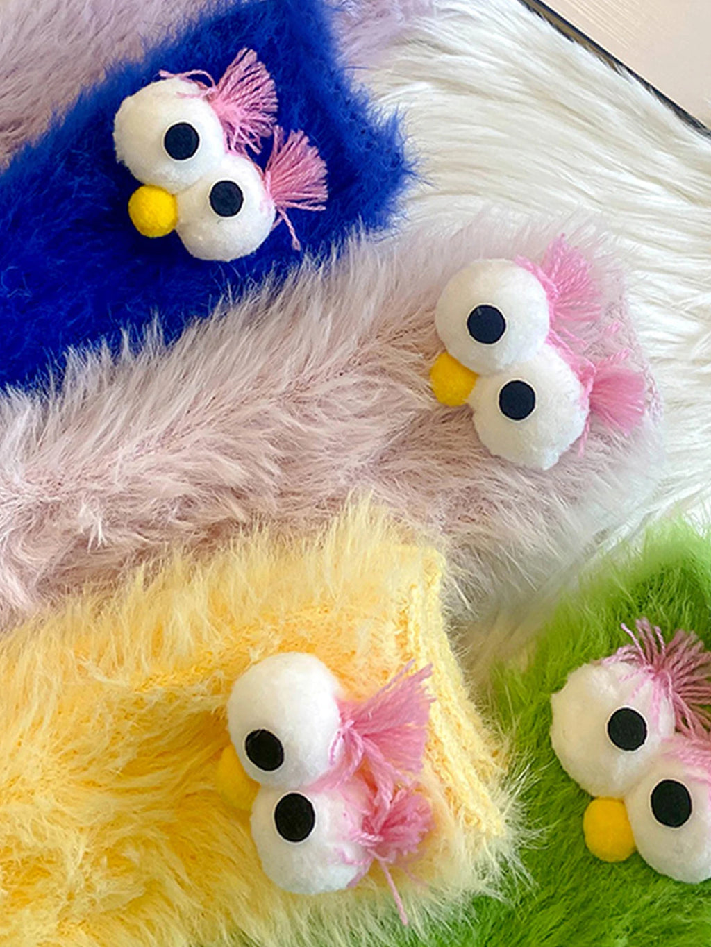 1 Pair of Women's Creative Socks, Festive Socks, Cartoon Socks, Plush Socks, Ankle Socks, Big-Eyed Socks, Cute Socks, Warm Socks
