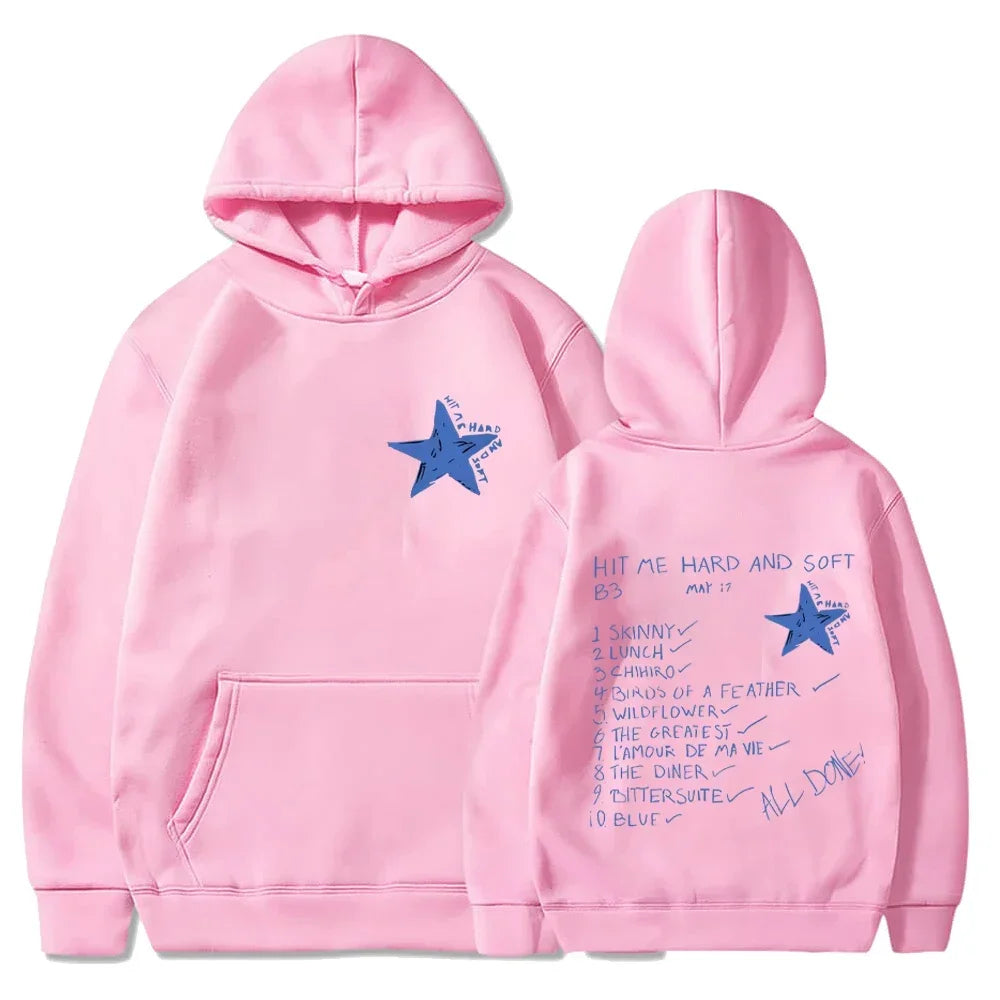 Hit Me Hard and Soft Tour Printed Hoodies Men's Women's Hooded Sweatshirts Sports Casual Long Sleeve Oversize Street Warm Hoodie