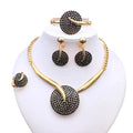 Exquisite Jewelry Set Big Round Rinestone Pendant Necklace for Women Girl's Gift African Party Accessories Daily Wear