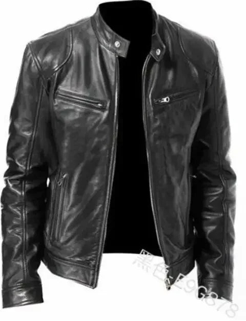Motorcycle Leather Jackets Man Casual Fashion Motorcycle Coat Slim Fit Lapel PU Jackets Fall Anti-wind Leather Coat Male Retro