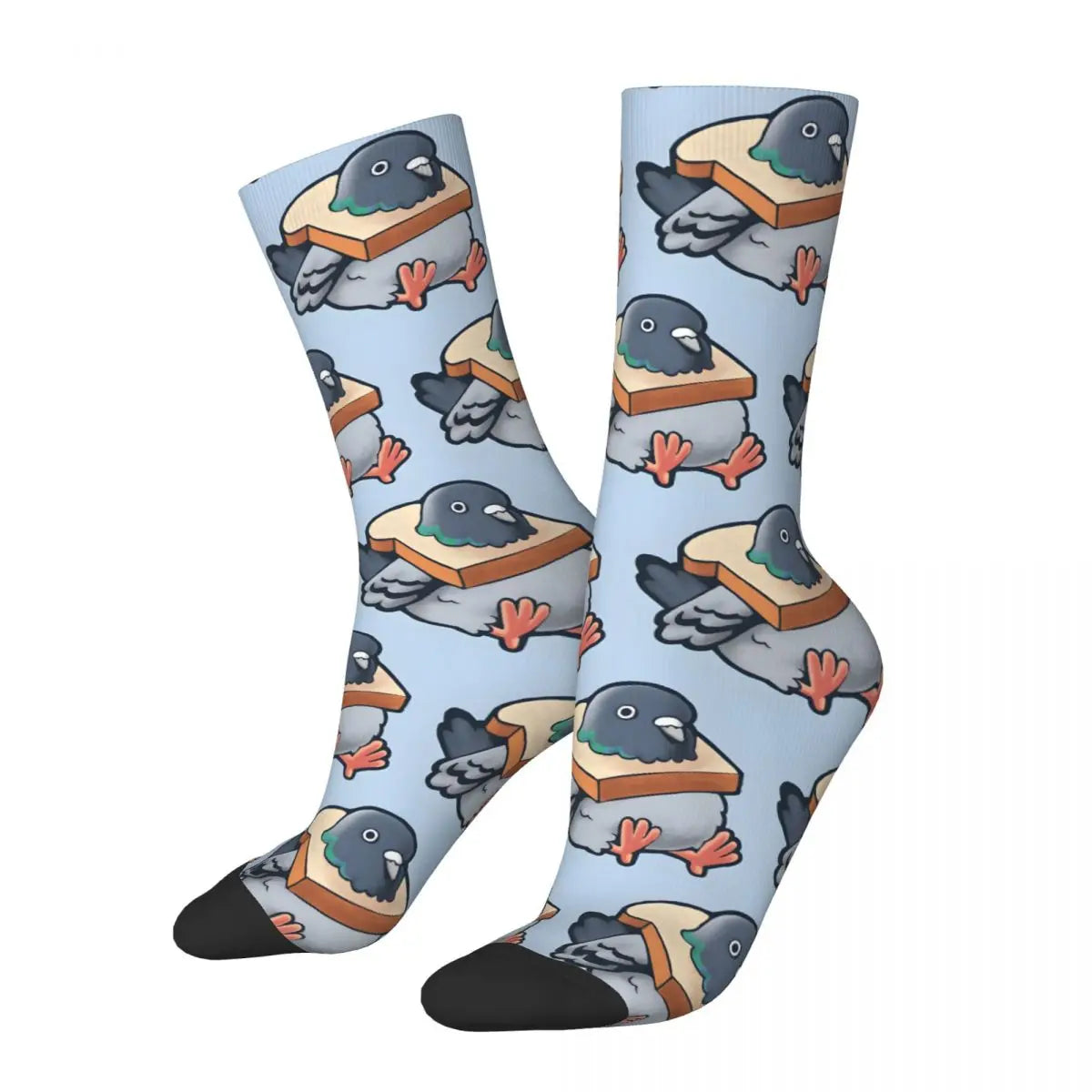 Funny Men's Socks Hungry Pigeon Retro Hip Hop Casual Crew Sock Gift Pattern Printed