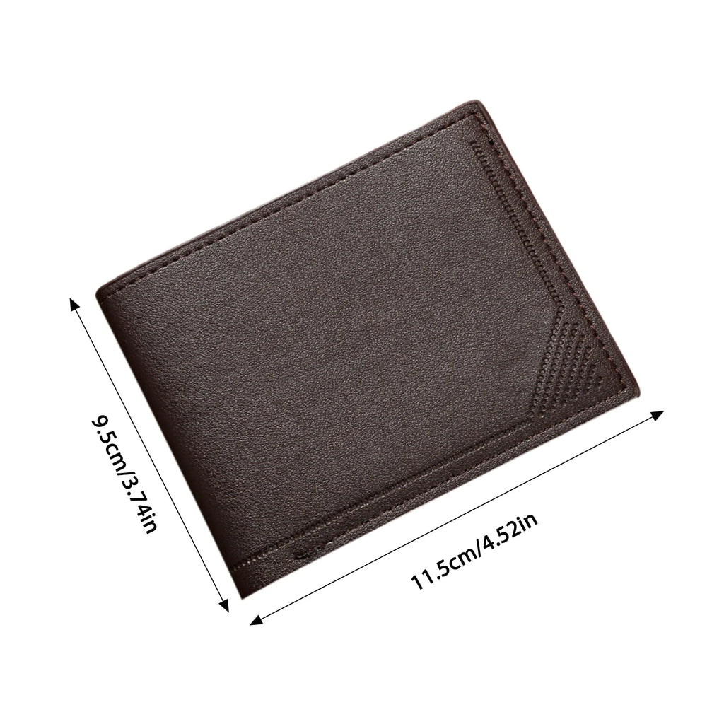Men's Slim Wallet Short Horizontal Design Multiple Card Slots Large Capacity Soft Leather Business Money Clip