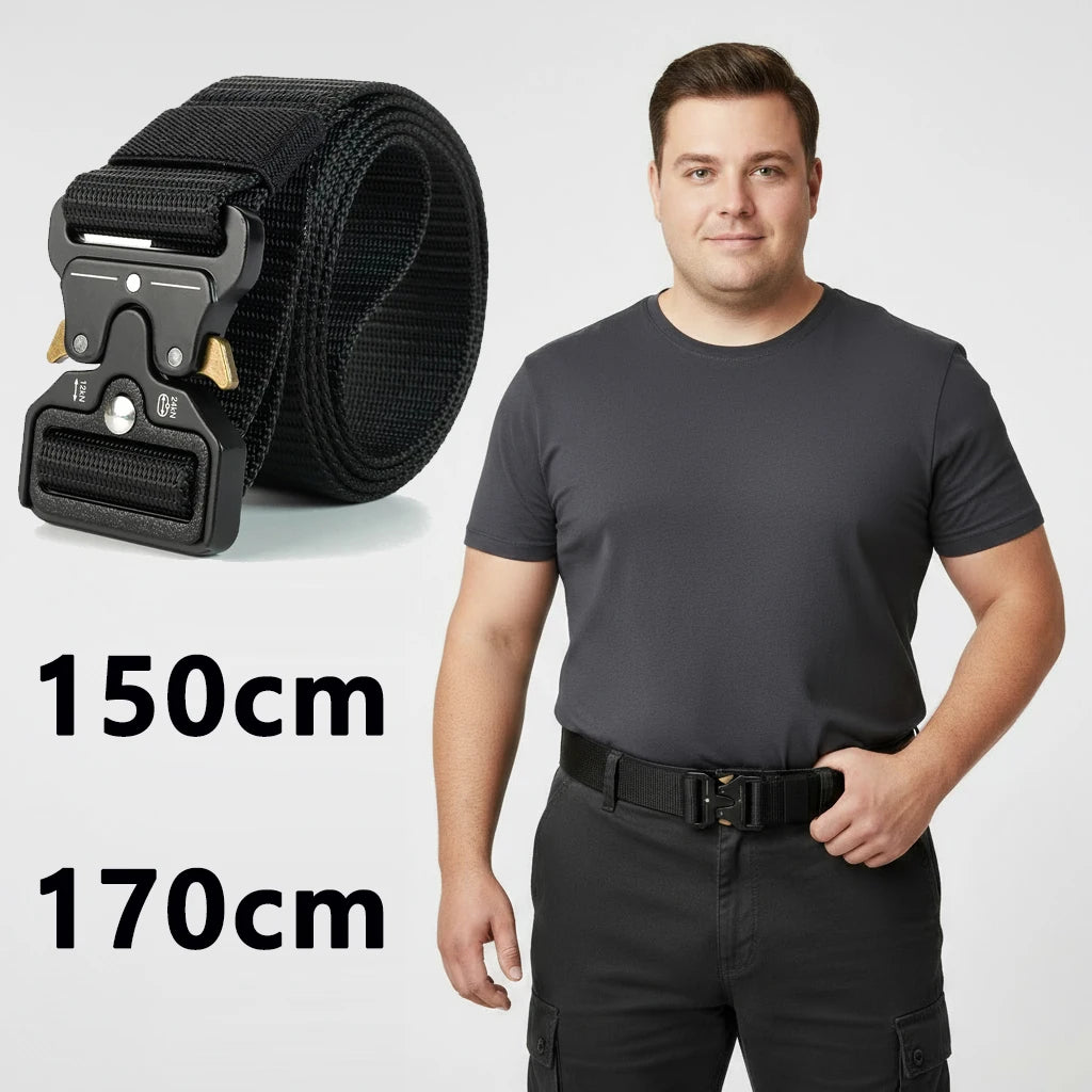 Plus Size Men Black Belts 150cm 170cm Tactical Belt Quick Release Outdoor Military Belt Soft Real Nylon Male Sports Accessories