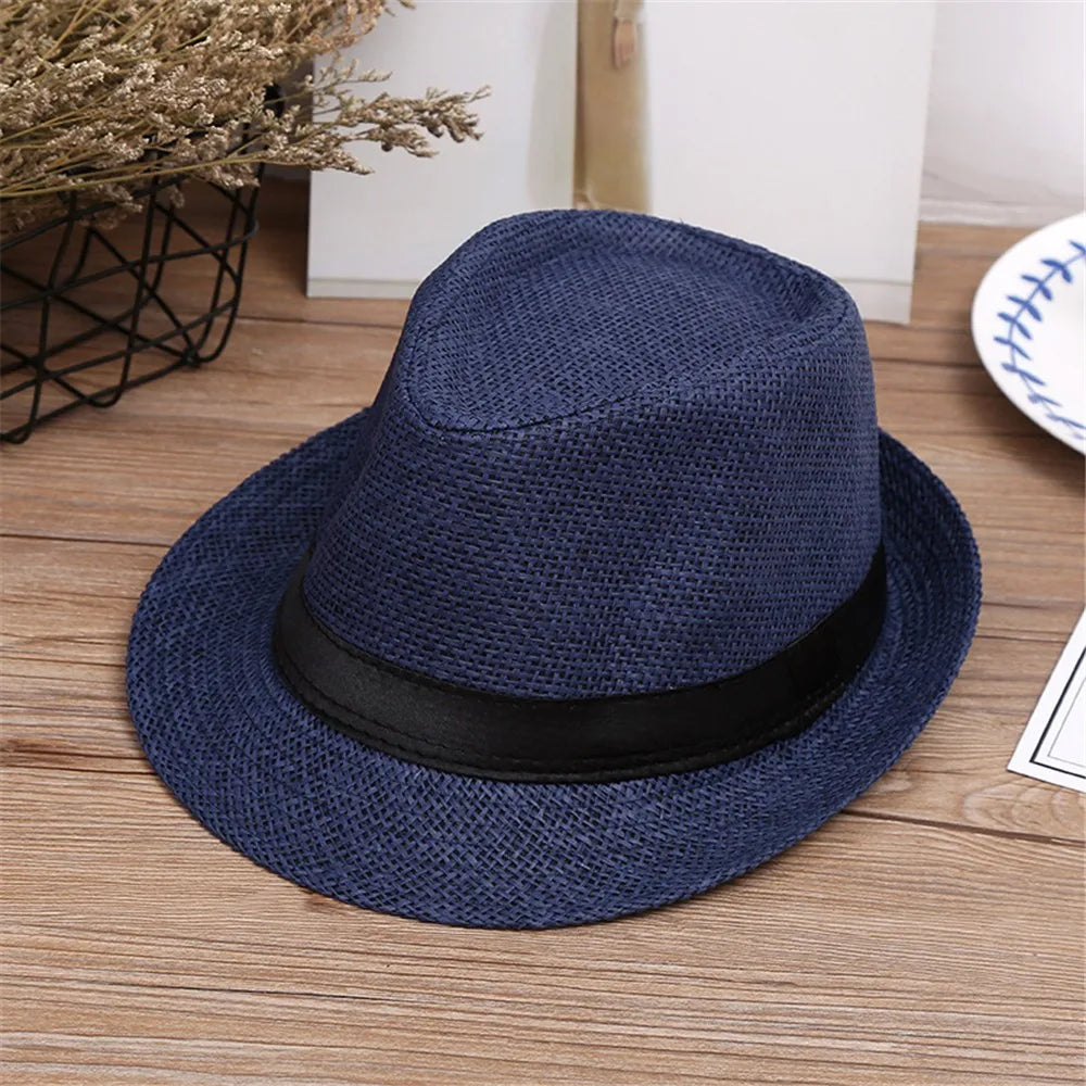 Children Kids Summer Beach Straw Hat Jazz Panama Breathable Hat Large Brim Outdoor Breathable Hats Girls Boy Sunhat