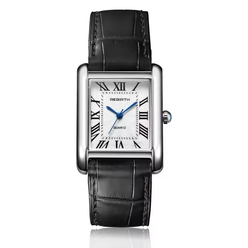 REBIRTH 002 Fashion Rectangular Women's Watch Leather Elegant and Charming Women's Brand Luxury Quartz Watches Relojes De Mujer