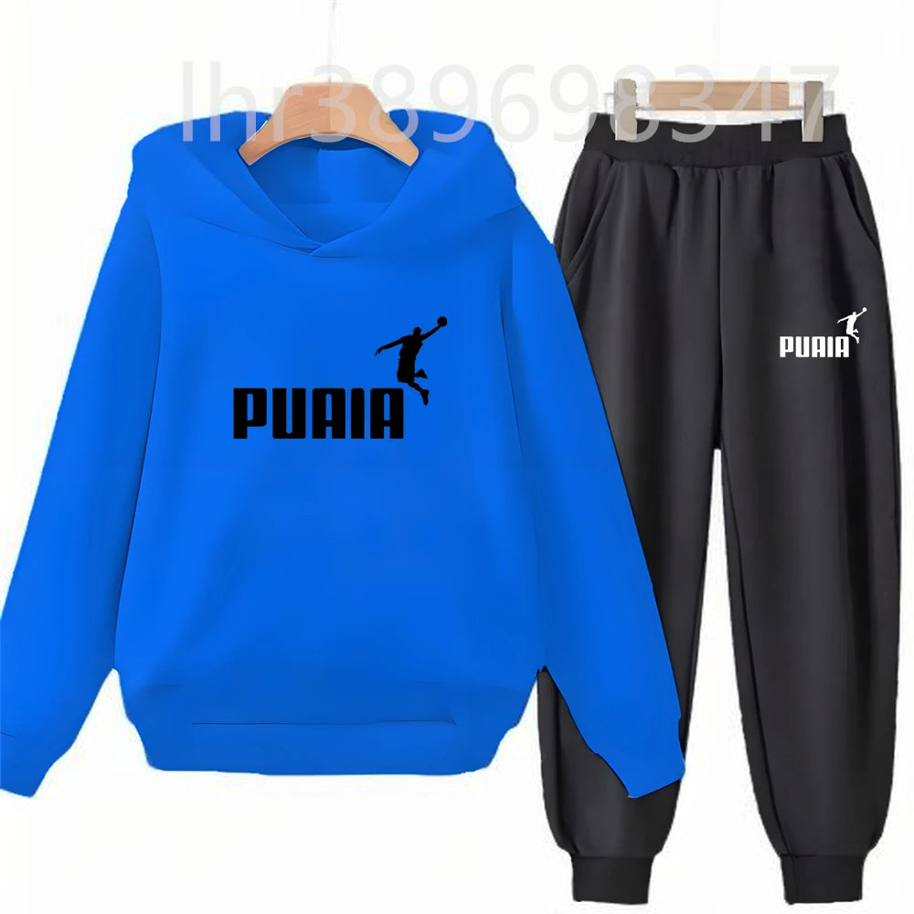 Children's Hoodies Top+Trousers Suit Girls Boy Age 3-12 Coat Casual Toddler Sweatshirt Hood Black Long Sleeves Clothing