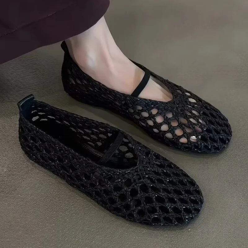 Flats Loafers Women Shoes Designer Weave Shallow Sandals Fashion Casual Sport 2026 New Dress Walking Retro Summer Mujer Zapatos