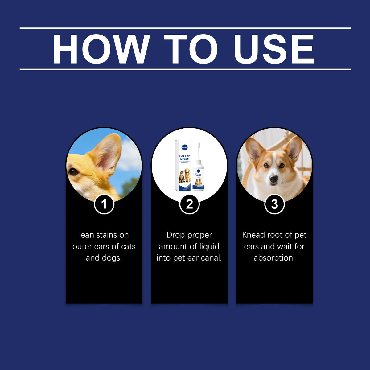 Pet Ear Cleaning Drops - Gentle, Universal, Soothing and Hydrating Formula for Dogs and Cats to Remove Earwax and Odor