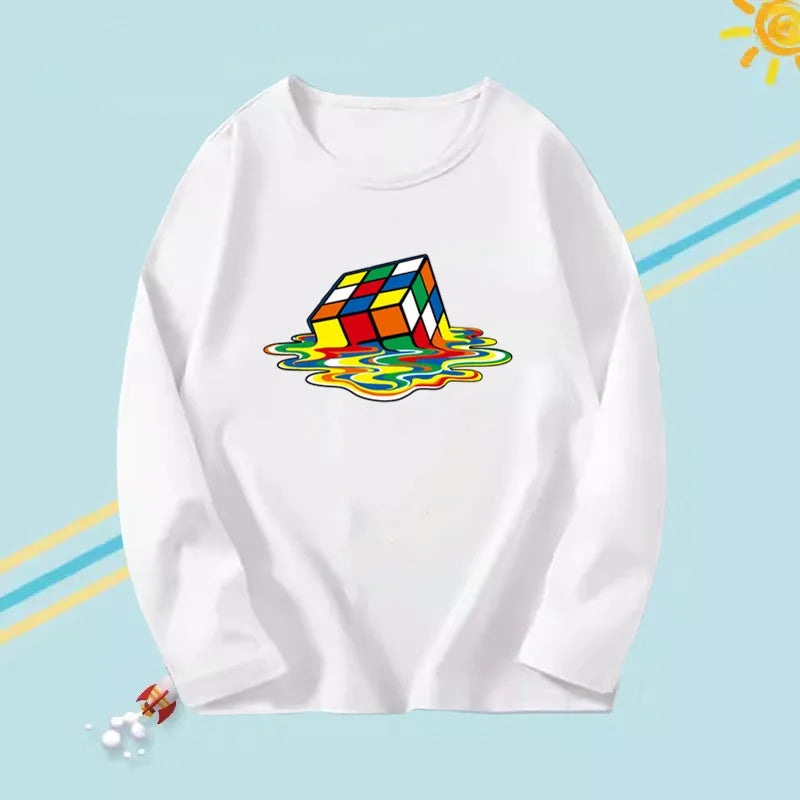 Kids Long Sleeve T-shirts Casual Boy Spring Autumn Base Tee Tops Big Boy Music Fashion T-shirts