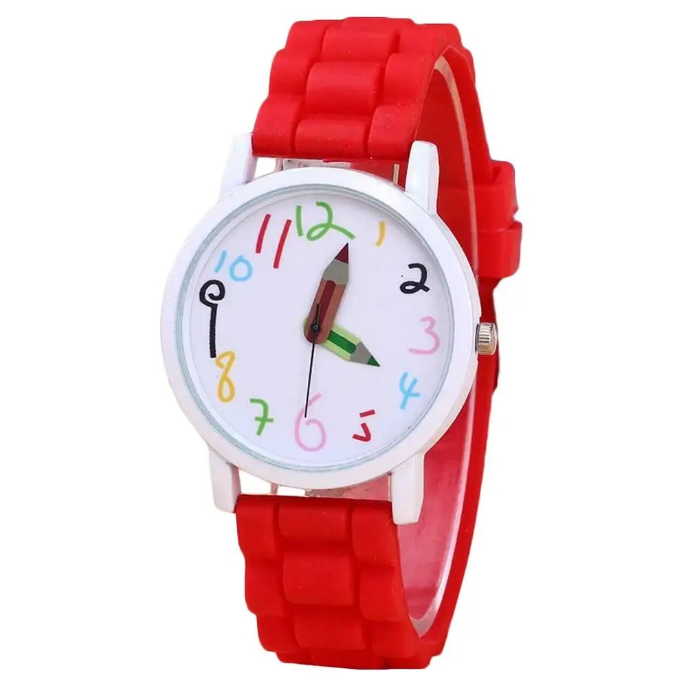 Children's Electronic Watch Cartoon Children Kids Round Dial Silicone Strap Analog Quartz Wrist Watch Gift