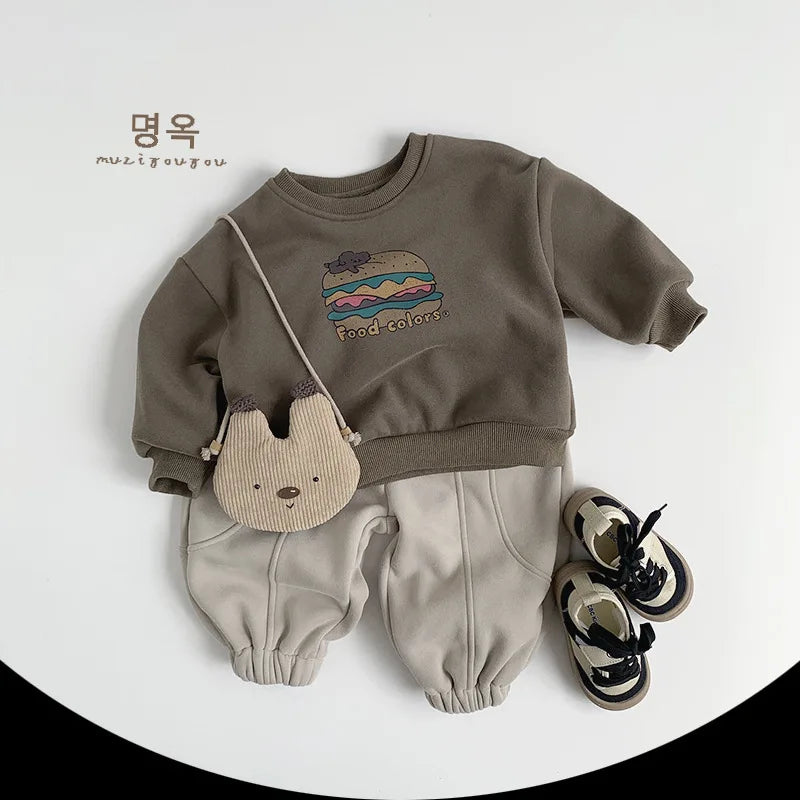 Children Fleece Sweat Pants 2025 Winter New Boys Warm Trousers Cotton Girls Plus Velvet Thick Casual Pants Solid Kids Clothes