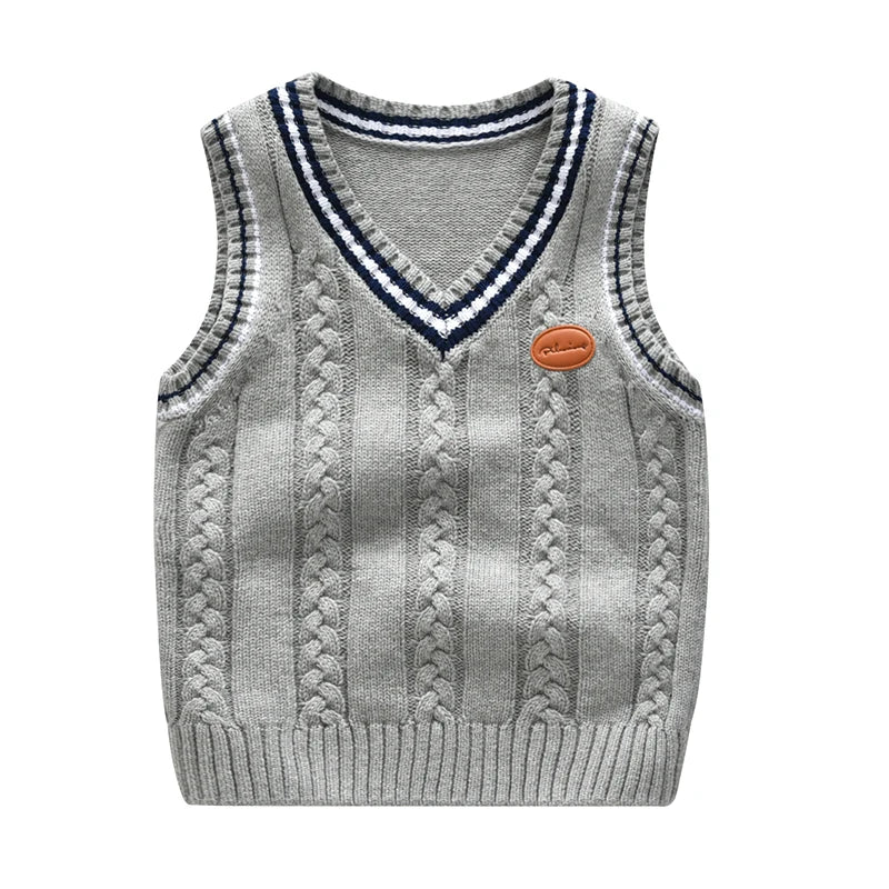 School Uniform Autumn Children's Vest Sweater Kids Knitted Pullover Outerwear Coat For Teen Boys Girls 2-6 Years Tops Waistcoat