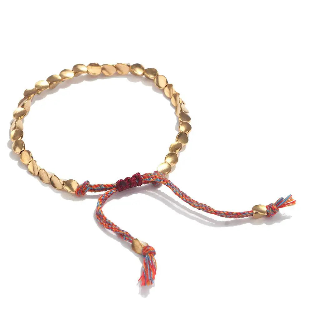 Men Gifts For Lovers Buddhist Cotton Rope Adjustable Braided Bracelet Wrist Jewelry Copper Beads Bangles