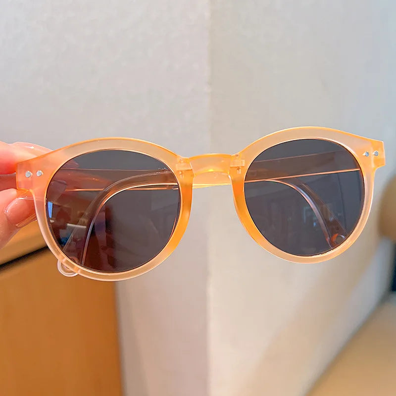 Children'S Colored Sunglasses  Foldable Round Frame Sun Glasses Boys Girls Uv400 Ultraviolet Eyepiece For Ages 2-8 Years Kids