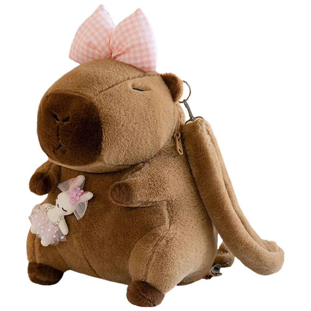 Children Mini Knapsack Bag Funny Girl Anime Crossbody Bag Soft Girl Small Backpack Plush Capybara School Bag for Girls Children