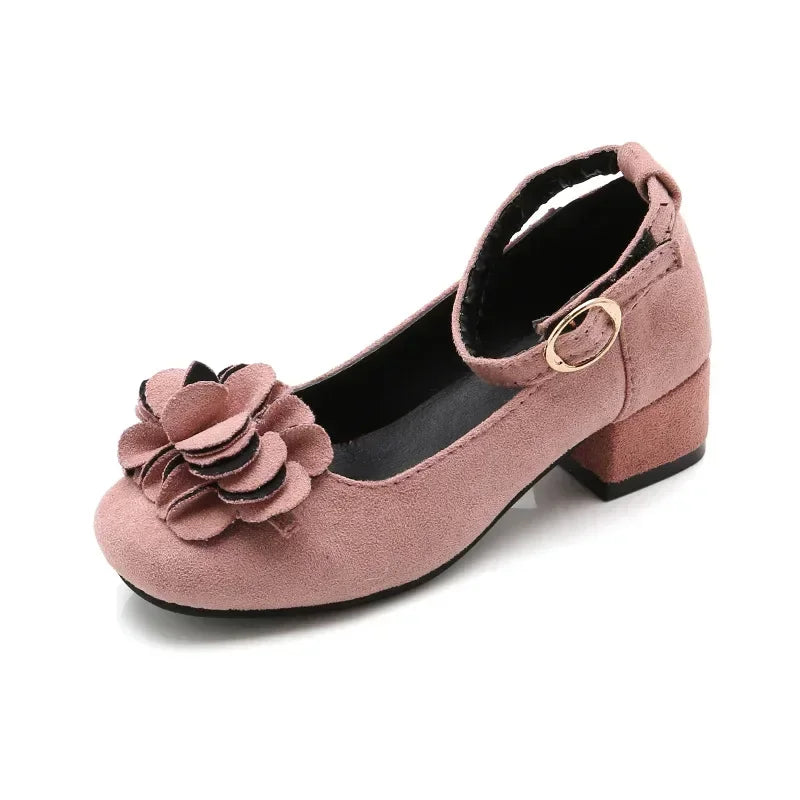 Fashion Girls Kids Children High Heeled Leathers Shoes Princess Sweet For Evening Party Show Children Leathers Shoes 27-37 Hot
