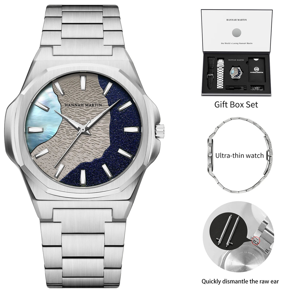 Men Watches 40mm Stainless Steel Business Timepiece for Men Clock Japanese Quartz Movement Watch With Tool Included Reloj Hombre