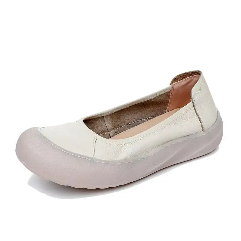 Spring Fashion Women's Loafers Genuine Leather Soft Moccasin Retro Butterfly-Know Flower Summer Ballet Flats Ladies Shoes