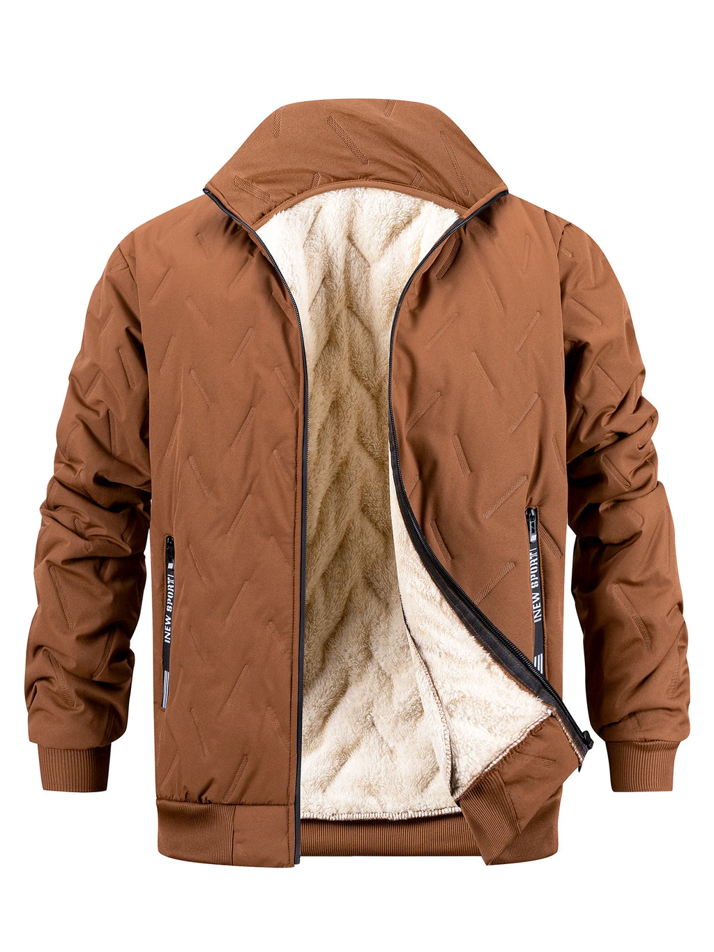 Winter Thickened Cotton Jacket Men's Zipper Stand Collar Coat Windproof Waterproof Stand Collar Coat Casual Loose-Fit Outerwear