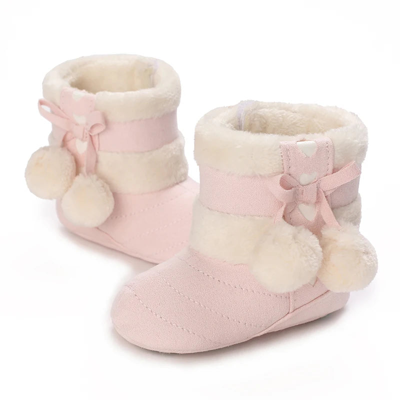 Infant Baby Winter Warm Boots Newborn Girls Boys First Walkers Shoes Soft Sole Fur Snow Booties Toddler Kids Anti-slip 0-12M